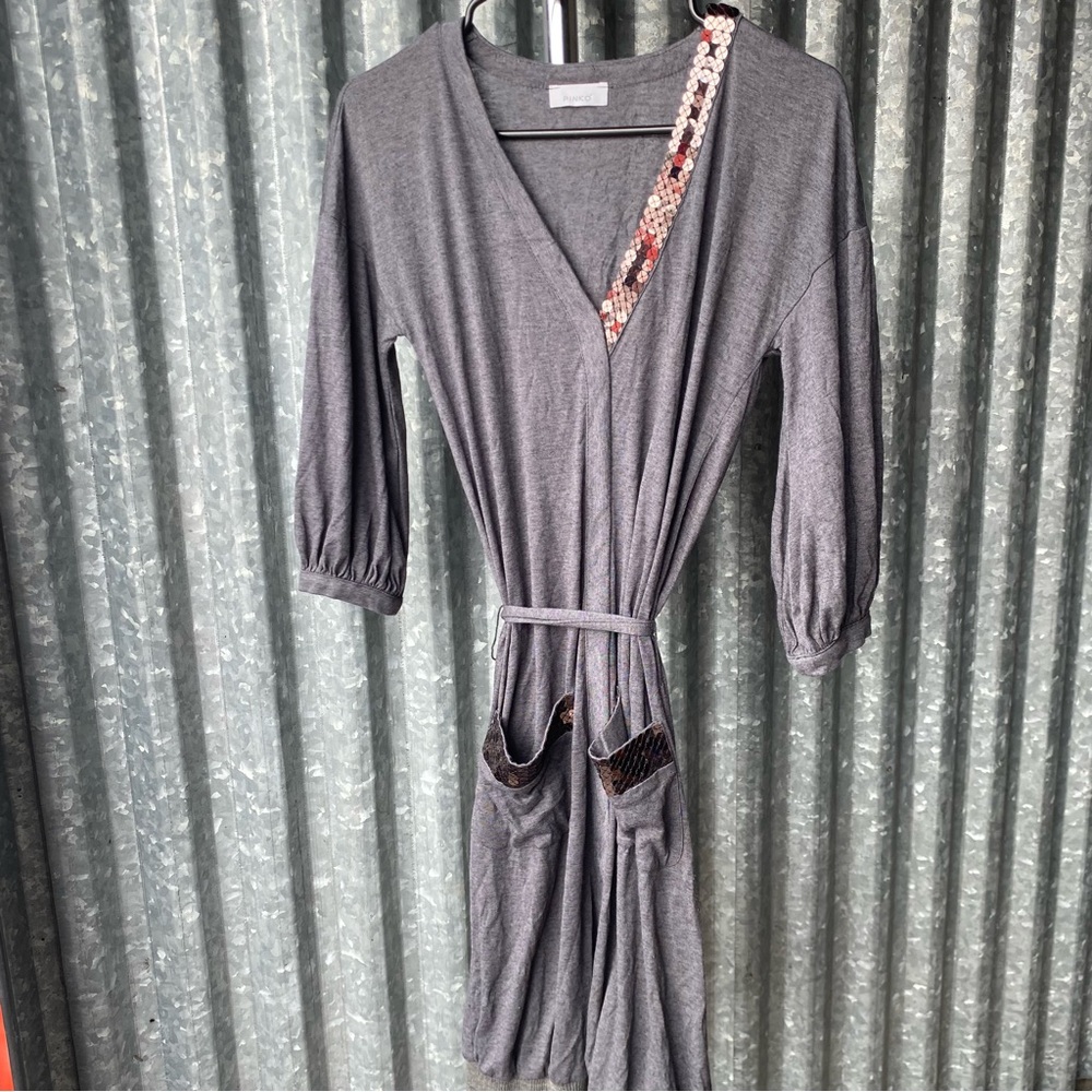 Pinko Grey Sequin Jersey Dress Size Small